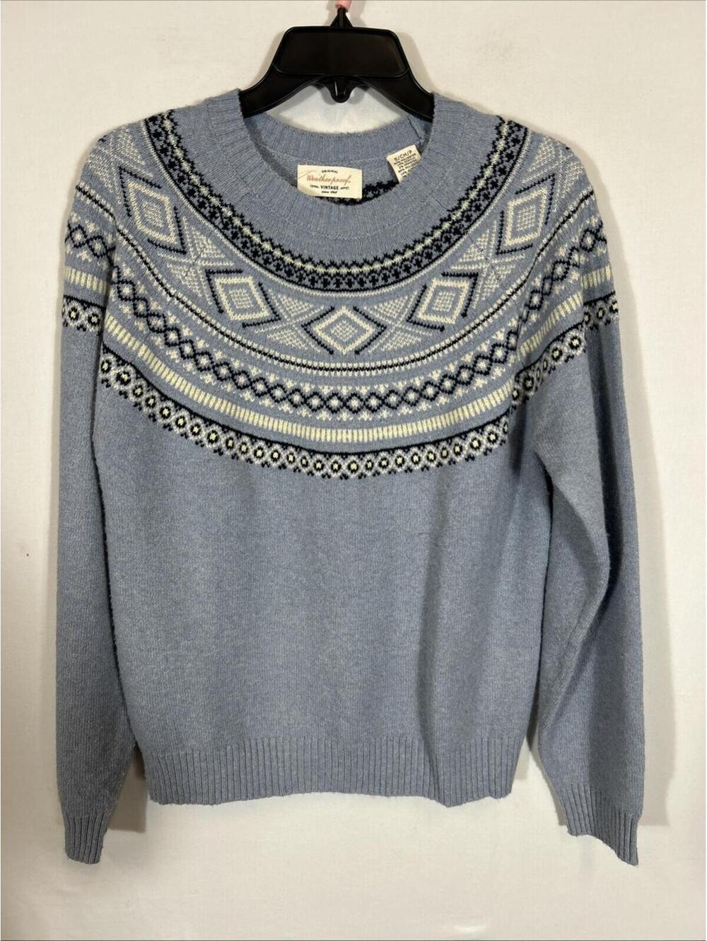 $64 Weatherproof Vintage Womens Fair Isle Crew Neck Sweater Blue Size Small
